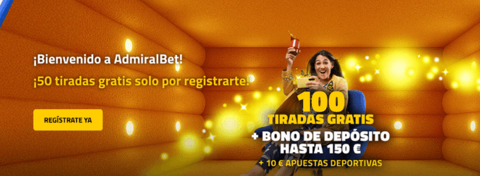 Imagen de AdmiralBet casino 100 giros gratis sin depósito España