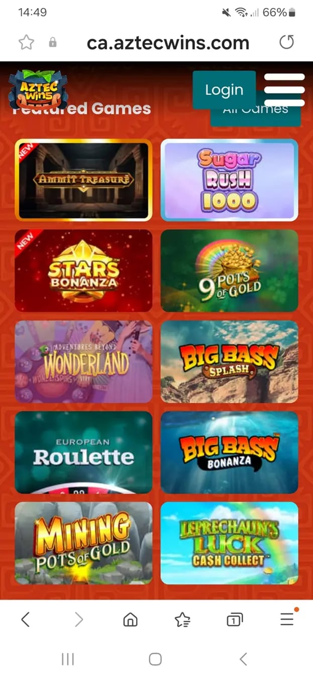 Aztec Wins Casino Mobile App_Site