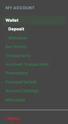 BET99 Casino Deposit Menu