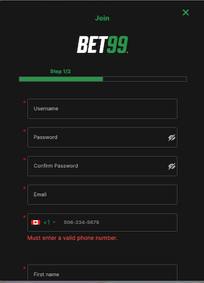 Bet99 Casino Registration