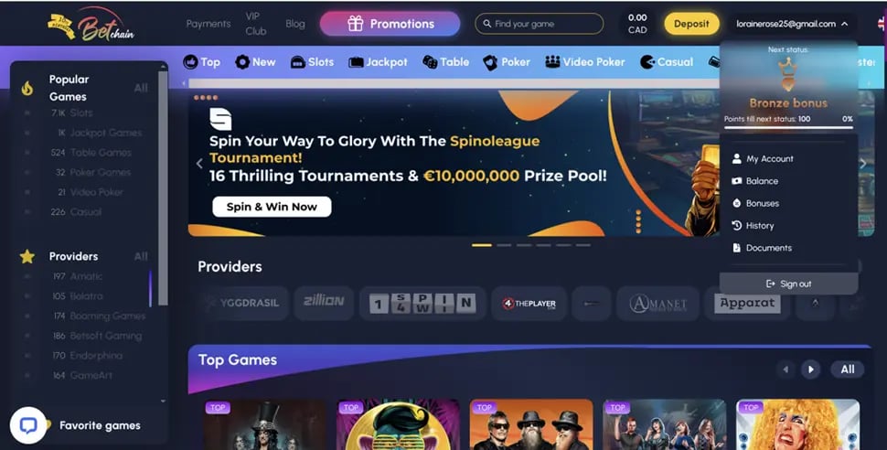 BetChain Casino Withdraw Winnings