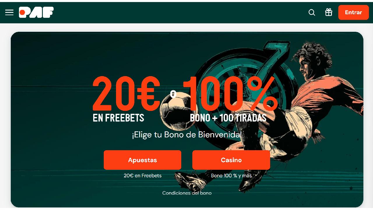 Bono de bienvenida Paf