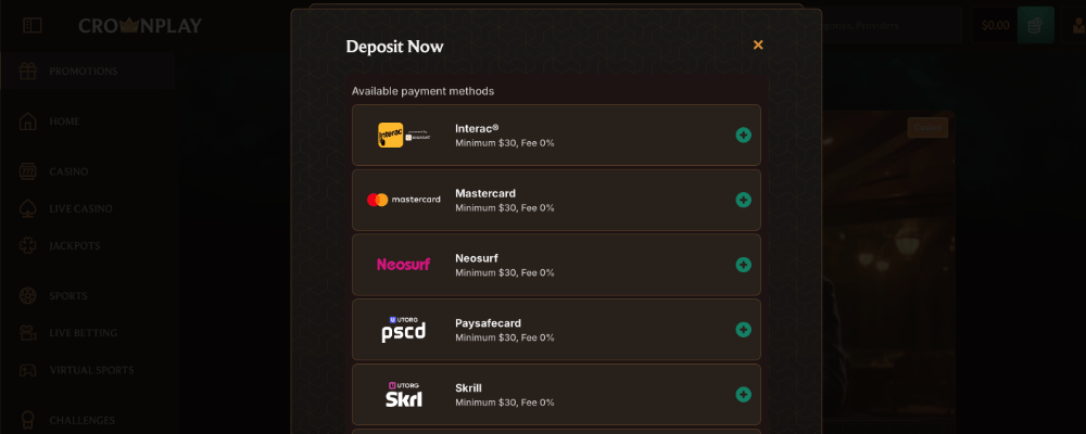 CrownPlay Deposit Money ROC