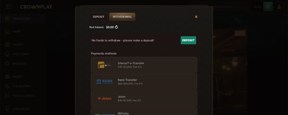 CrownPlay Withdrawing winnings ROC