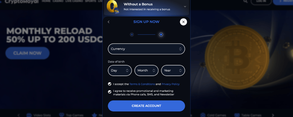 Crypto Royal Casino Sign Up