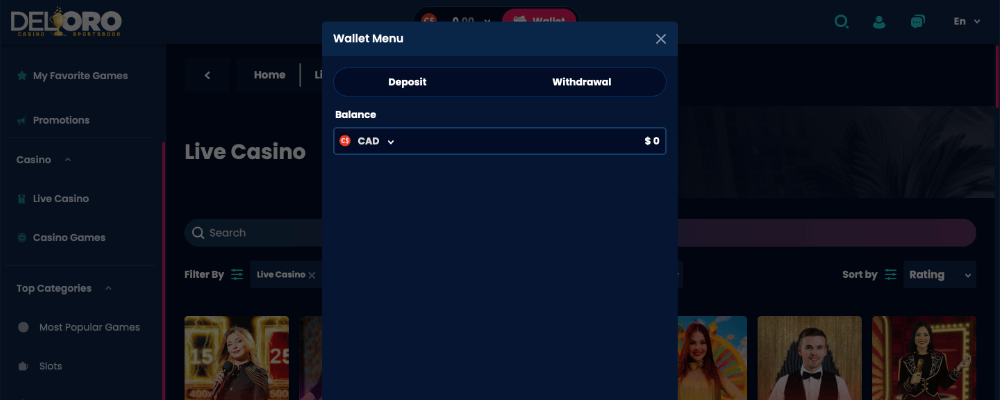 Del Oro Casino withdrawing