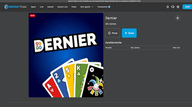 Dernier su FantasyTeam casino screenshot