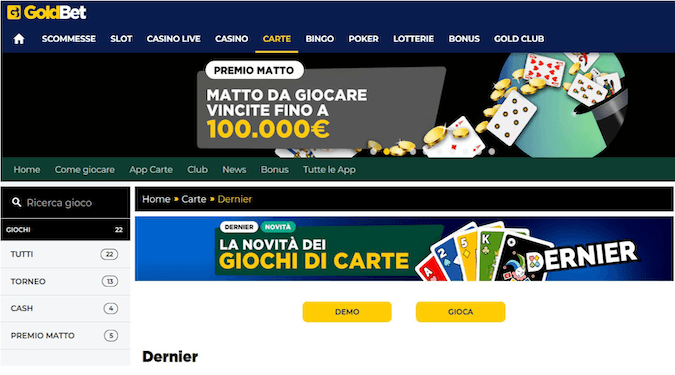 Dernier su GoldBet casino screenshot