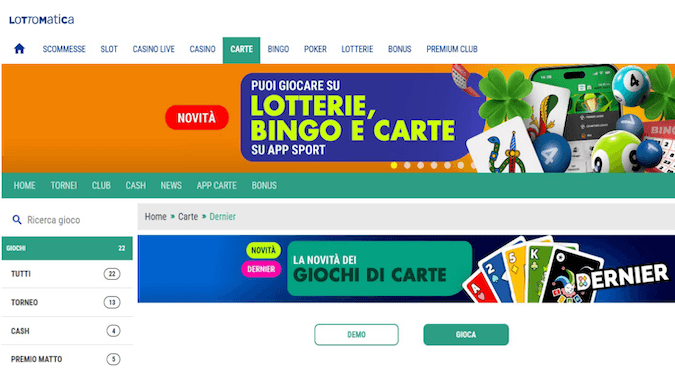 Dernier su Lottomatica casino screenshot