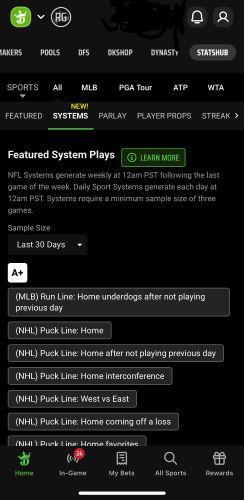 DraftKings Mobile Sports Betting App Home Screen