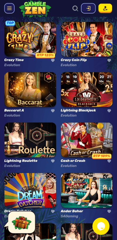 GambleZen Casino Lobby