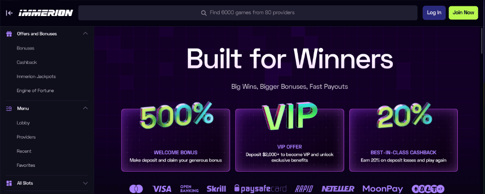 Immerion Casino Website