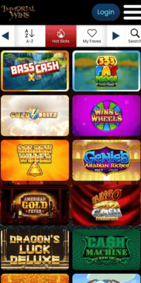 Immortal Wins Casino Mobile App_Site