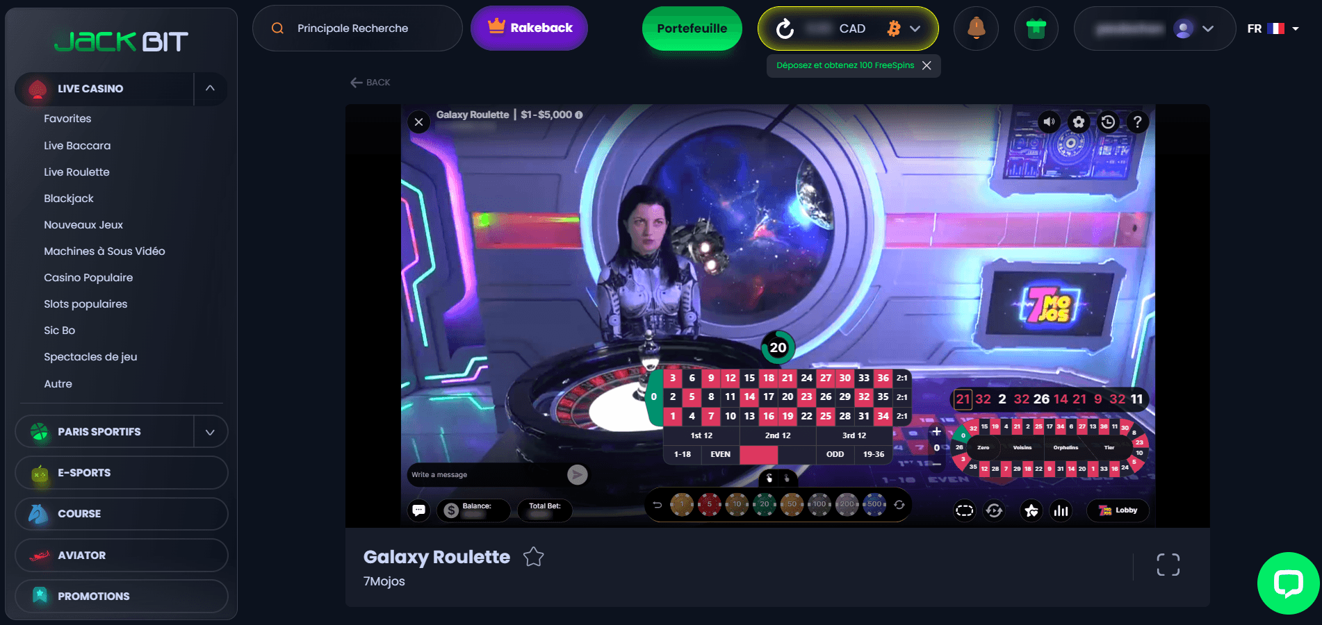 Jackbit casino jeu favori