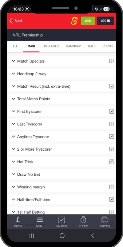Ladbrokes NRL Betting Markets and Odds