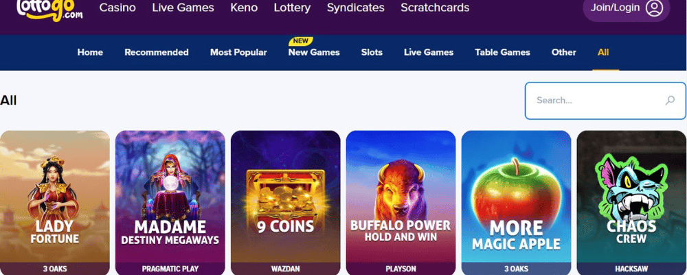 LottoGo Casino Website