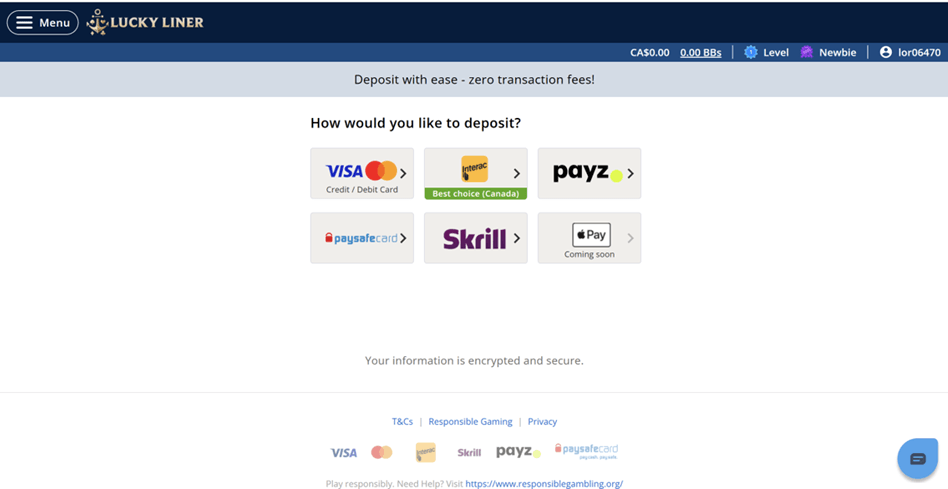 Lucky Liner Depositing Money