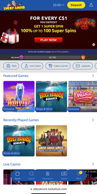 Lucky Louis Casino Mobile App_Site