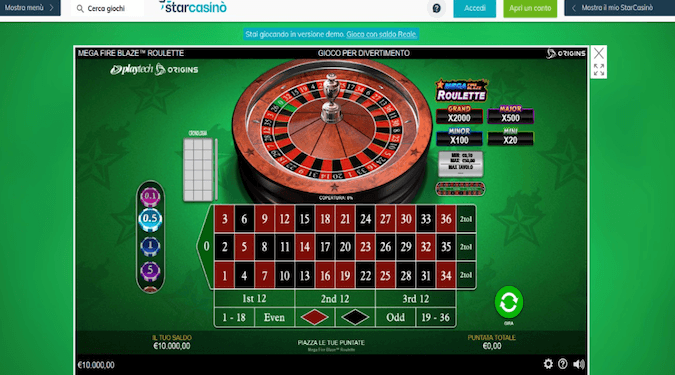 Mega Fire Blaze Roulette StarCasino Casino screenshot