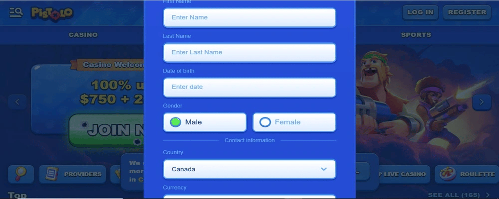 Pistolo Casino Sign Up