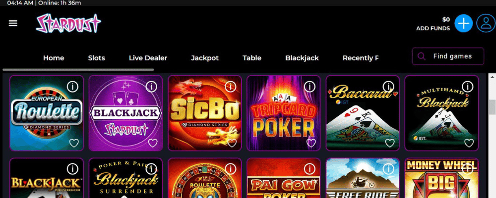 Popular Casino Table Variants Stardust Ontario
