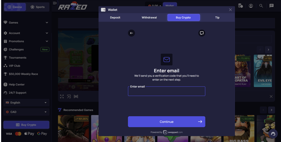 Razed Casino Withdraw your winnings