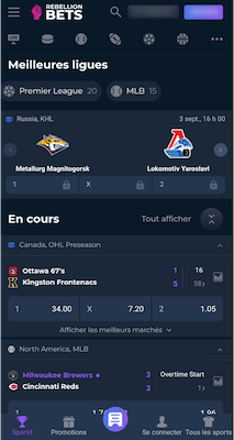 Rebellion Bets Application Mobile