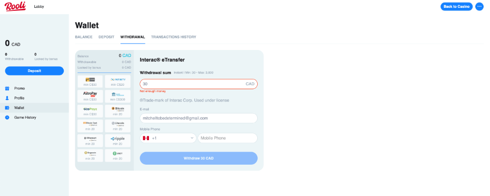 Rooli Casino Withdraw Winnings
