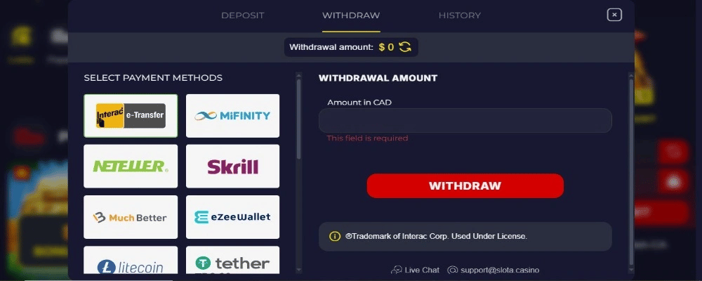 Slota Withdraw Winnings