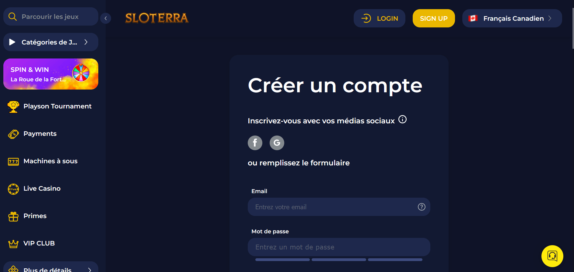 Sloterra Casino Inscription