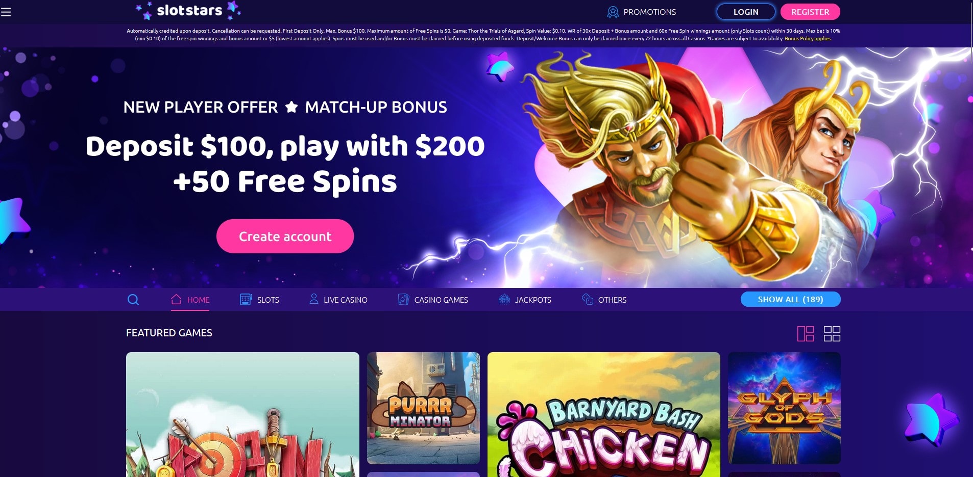 SlotStars Casino Website