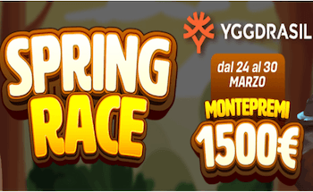 Screenshot della promo bonus slot primavera Spring Race di Quigioco.it