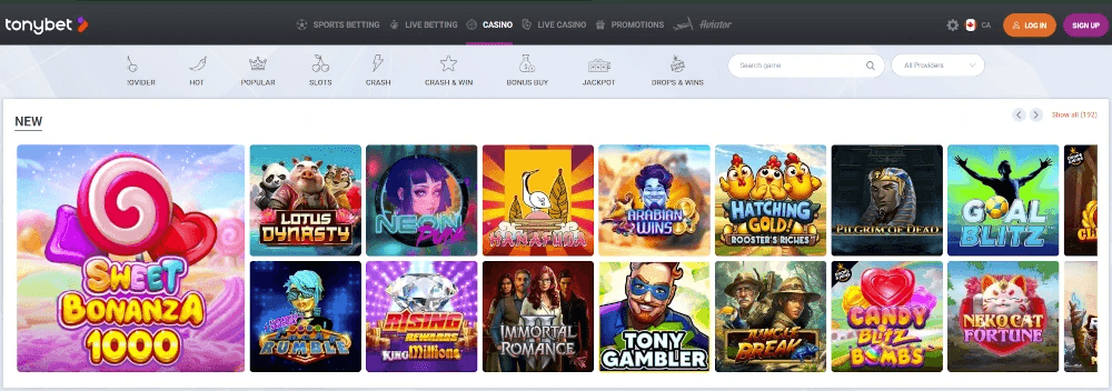 TonyBet Casino site