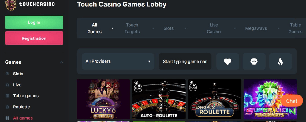 Touch Casino Using the Website