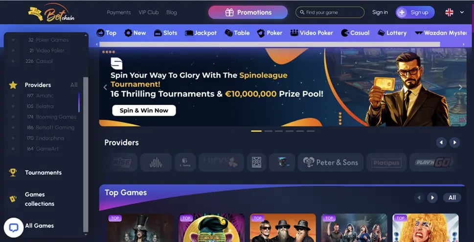 Using the BetChain Casino Website