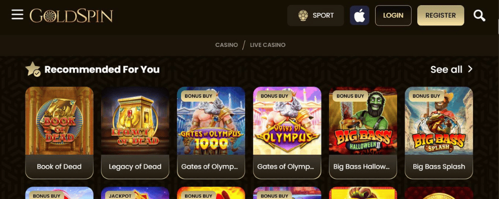Using the Goldspin Casino Website
