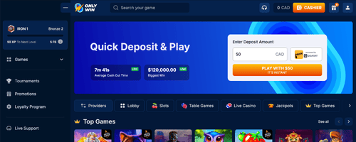 Using the OnlyWin Casino Website