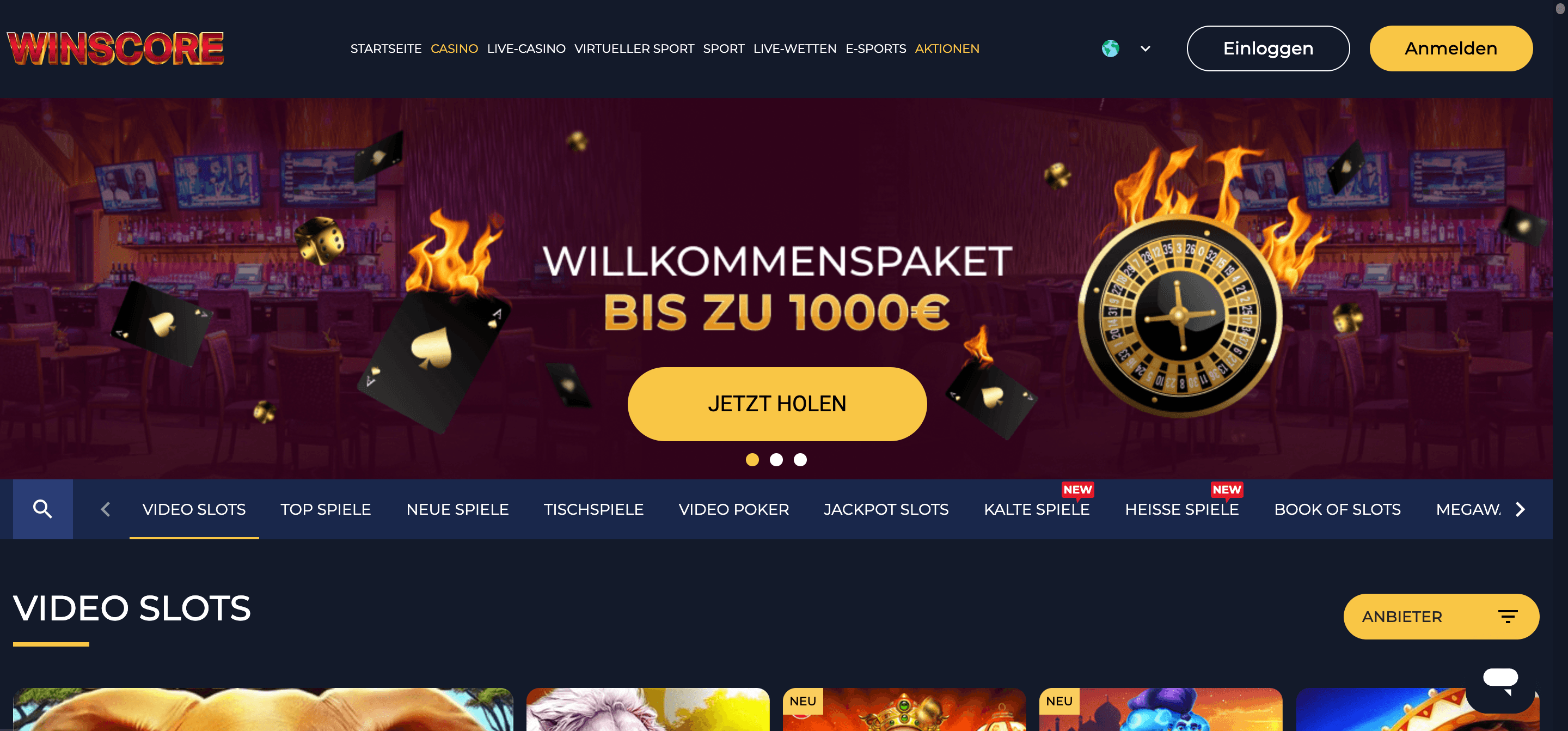 Winscore Casino Startseite
