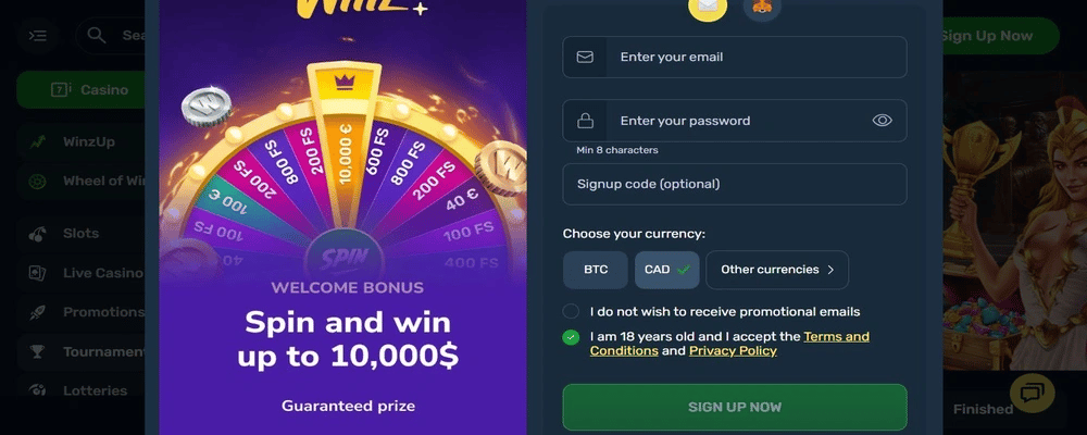 Winz Casino Registration