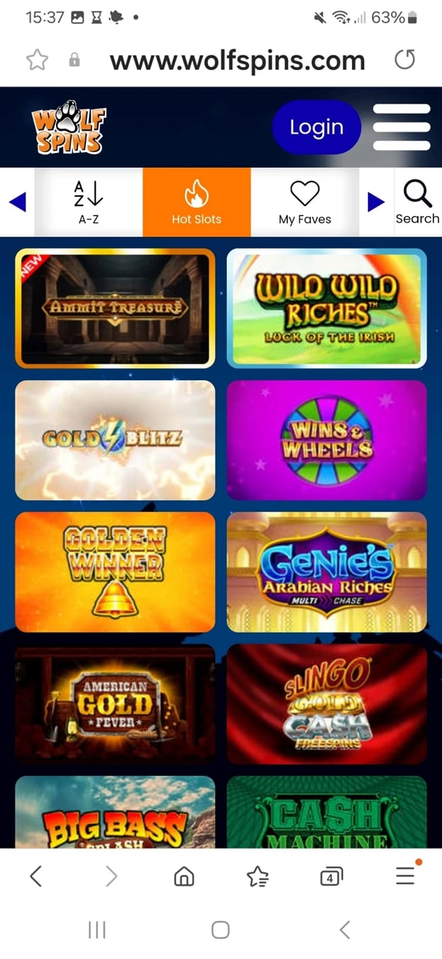 Wolf Spins Casino Mobile App_Site