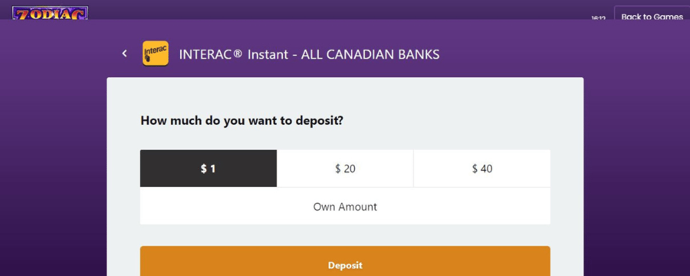 Zodiac Casino Deposit Money