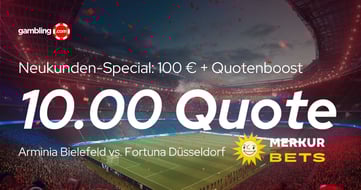 Merkur Bets: Exklusiver Superquotenboost für Bielefeld vs. Düsseldorf & 100 € Bonus