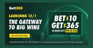 bet365 Missouri Pre-Launch Offer: $365 Bonus Bets on Dec. 1 (11/18)