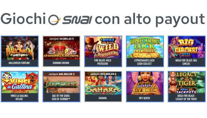Giochi Snai con alto payout