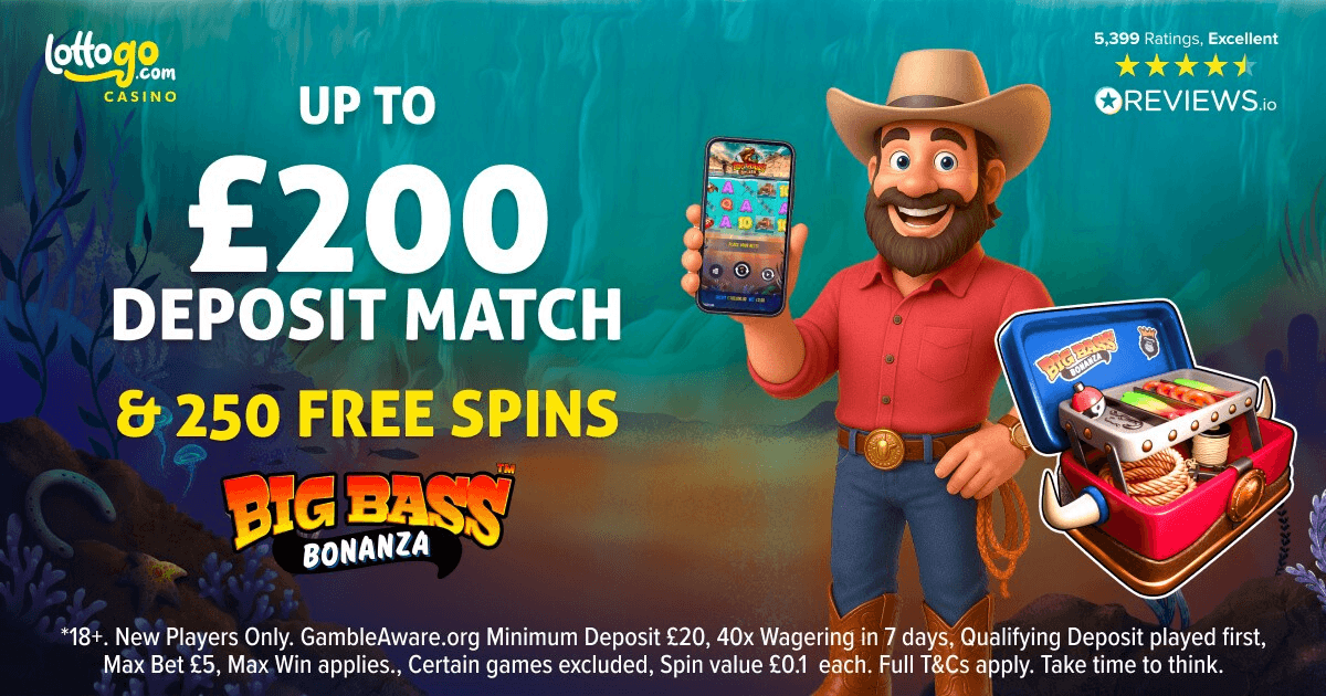 Claim A £200 Deposit Bonus Plus 250 Free Spins At LottoGo Casino