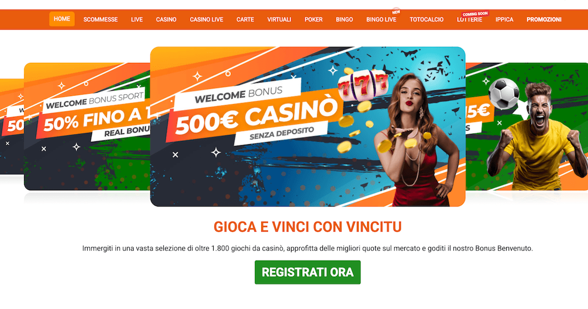 Homepage di Vincitu Casino
