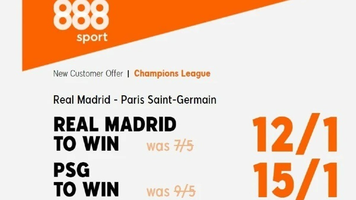 888sport Promo Code: Back Real Madrid At 12/1 Or PSG At 15/1 For Tonight’s Clash