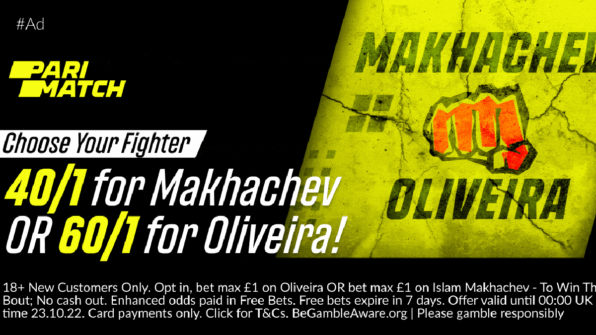 Oliveira vs Makhachev Betting Offer: Bet On Oliveira at 60/1 or Makhachev at 40/1 with Parimatch