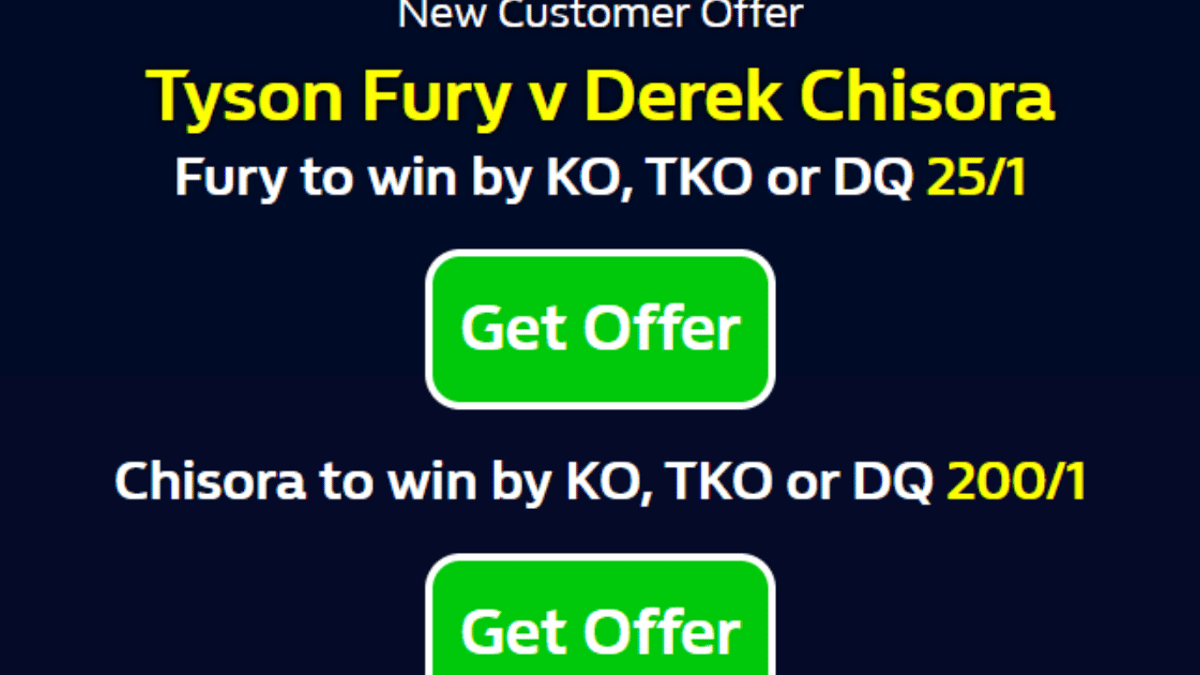 Fury vs Chisora Betting Promo: Back Tyson Fury at 25/1 or Dereck Chisora at 200/1 with William Hill