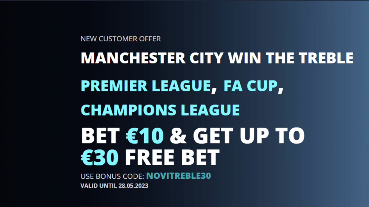 Man City Treble Odds: Land a €30 Free Bet if Manchester City Win the Treble with Novibet